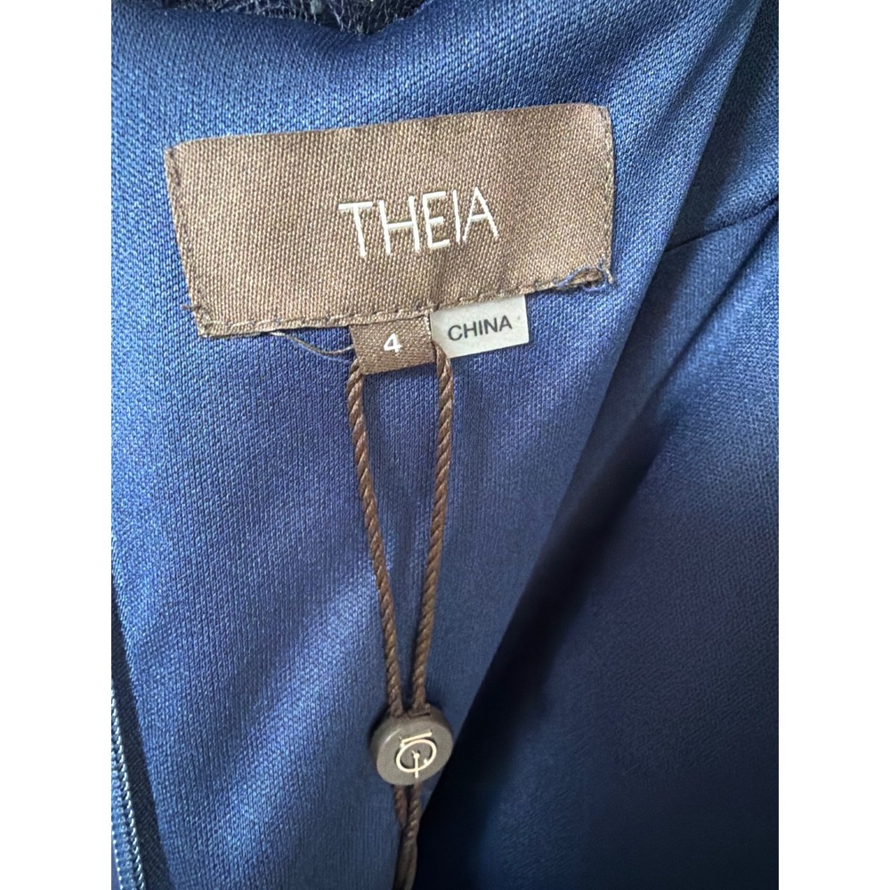 Theia Louella Pearl Shawl Gown Navy Embellished Evening Dress NWT Size 4 - Picture 5 of 8